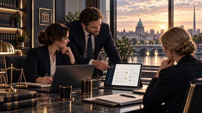 Solicitor case assignment and progression workflow in a modern legal office.