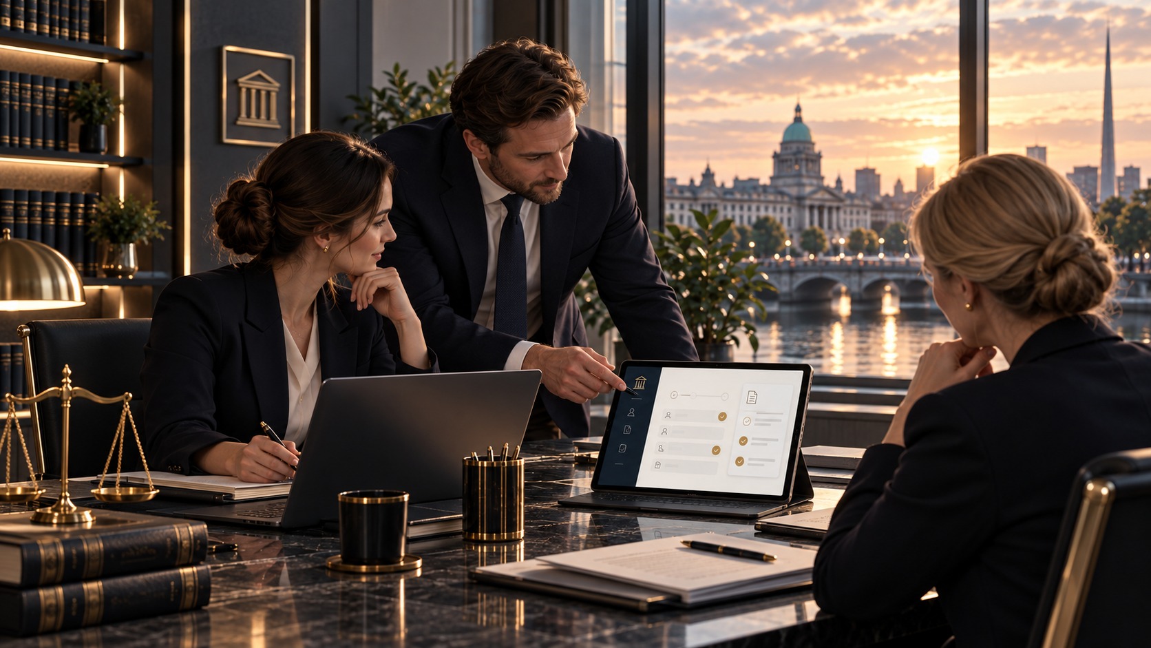 Solicitor case assignment and progression workflow in a modern legal office.